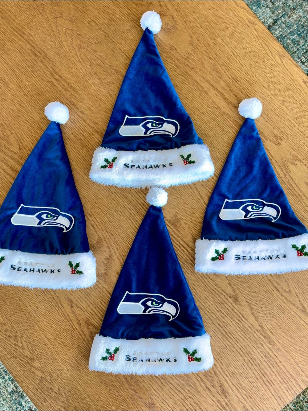 Seahawks Gameday Santa Hat, Unisex, set of 4, $80